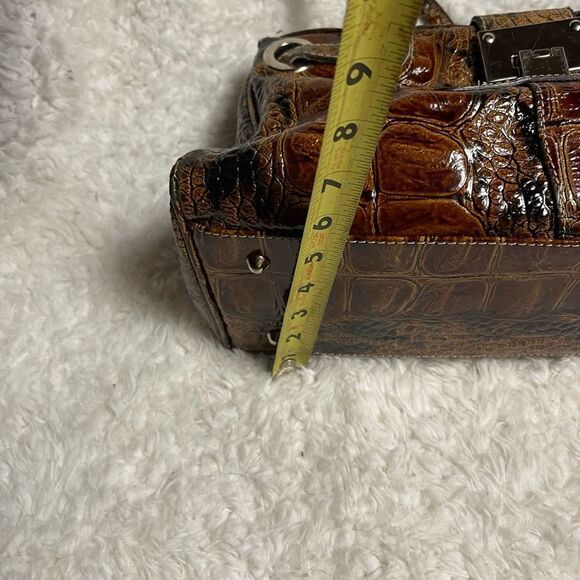 Unbranded Vera Pelle genuine leather croc print embossed shades of brown Satchel - Picture 11 of 14